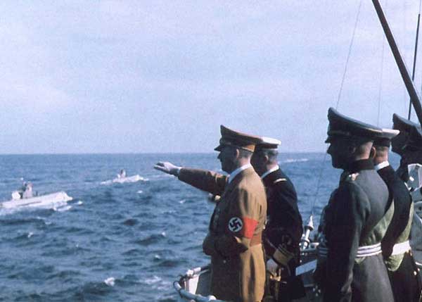 Adolf Hitler and admiral Horthy review the Kriegsmarine U-Boats